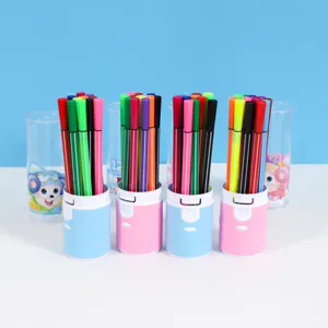12-color washable watercolor marker pens set in cute barrels, perfect for children art painting.