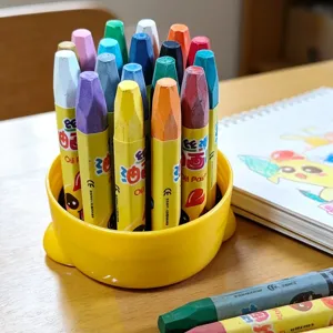 12 color oil pastels set kids drawing crayons portable bucket creative art painting tool