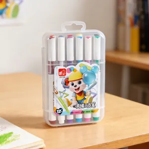 12-color acrylic paint marker set for kids drawing, vibrant water-based graffiti pens.