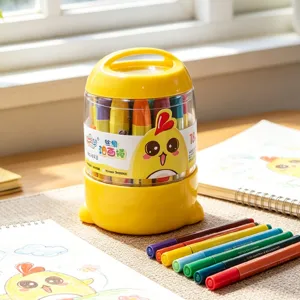 Portable bucket oil pastel set for children drawing, coloring, and creative art activities.