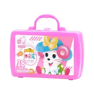 Set de rotuladores acuarelables lavables 18 colores para niños con estuche rosa portátil