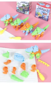 Detailed close-up view of assemble dinosaur toy parts, showing removable plastic blocks.