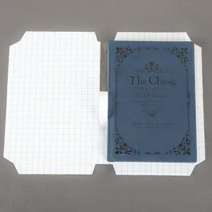 Schueler Karopapier Buchumlaeufe Schutzhuelle mit vintage blauem Notizbuecher Set Hauptansicht