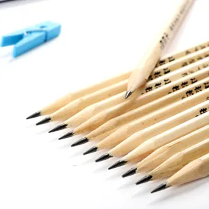 Triangular HB wooden pencils set, natural wood barrel, smooth writing student stationery items.