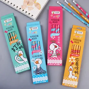 Süße Cartoon Ente Holz HB Bleistifte 6er Set in Box für Kinder und Schüler Briefpapier.