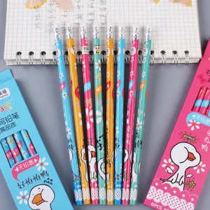 Süße Cartoon Ente Bleistifte 6er Set Schüler Schreiben HB Bleistifte mit Radiergummi Hauptbild.