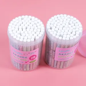 Close-up detail view of mechanical pencil leads 2B barrels in clear packaging storage.