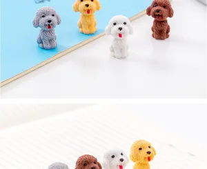 Cute cartoon dog shaped student erasers set, colorful puppy stationery gifts for kids school rewards.