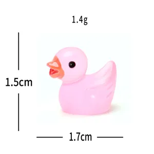 Mini figurine de canard rose lumineux accessoire résine DIY pour micro paysage déco bureau.