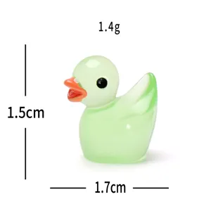Figurine de canard vert lumineux miniature en résine jouet accessoire de micro paysage