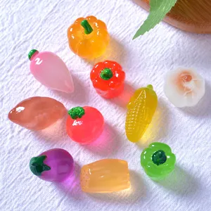 Pequeños dijes de vegetales de resina DIY accesorios decorativos lindos micro adornos