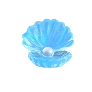 Kleine blaue Harz Muschel Figur mit Perle fuer Aquarium Mikrolandschaft Dekoration Ornament.