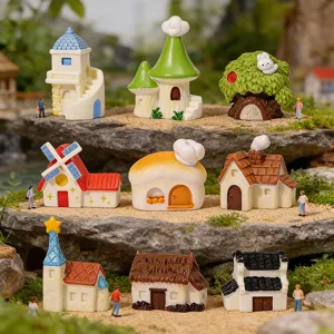 Micro Paisaje Resina Miniatura Casa DIY Jardín Paisajismo Adorno De Escritorio Lindo Cuento De Hadas Miniatura Estatuilla Artesanía