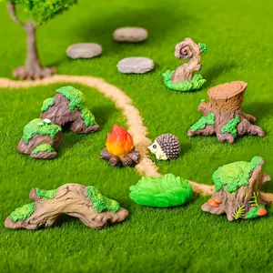 Mikrolandschaft Harz Ornament Miniature Garten Dekoration Baumstumpf Stein Lagerfeuer Pilz Bonsai Terrarium Zubehör