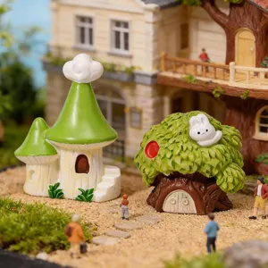 Miniatura casa de hongos de resina adorno de escritorio para decoracion de jardin DIY.