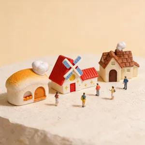 Miniatura paisaje resina casa estatuilla escritorio DIY jardin decoracion adornos