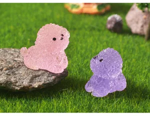 Miniature resin curly hair dog figurines, cute micro landscape bonsai DIY decor pieces.