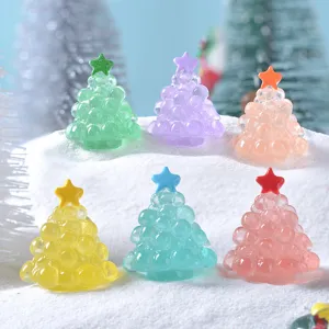 Christmas Night Light Small Grape Christmas Tree Micro Landscape Snow Scene Resin Ornament DIY Miniature Figurine