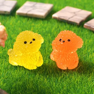 Cute resin puppy figurine main view, perfect for miniature garden landscape and car decor.