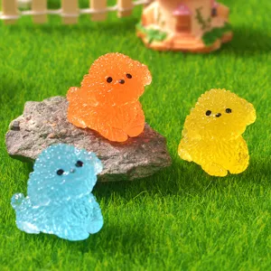 Colorful resin puppy figurines for micro landscape bonsai and car dashboard decoration main view.