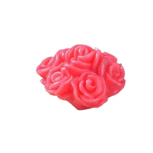 Pink resin rose flower bouquet miniature ornament micro landscape cute craft charm decor item.