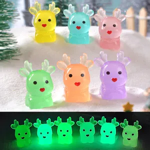 Noël Mignon Lumineux Debout Renne Miniature Résine Figurines DIY Accessoires Artisanat Micro Paysage Bureau Ornements