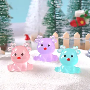 Mignonnes figurines miniatures de renne assises lumineuses pour Noël micro paysage de bureau