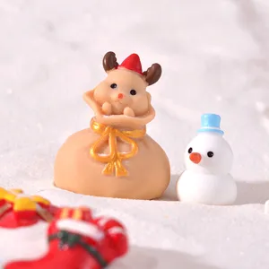 Christmas micro landscape resin doll desktop ornament cute snowman deer toy DIY decoration main