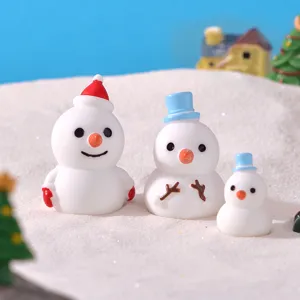 Mini Christmas snowman figurines resin cute micro landscape desktop DIY decoration gifts