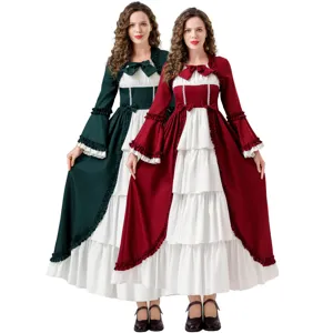 Robe de costume de reine gothique médiévale vintage cosplay détail avec volants en dentelle.