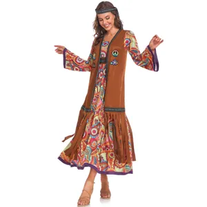 Disfraz Hippie Años 70 Mujer Boho Vintage Festival Outfit Retro Disco Traje Fiesta