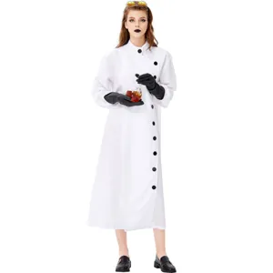 Costume de déguisement de savant fou d'Halloween pour femme et homme, longue blouse blanche.