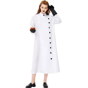 Halloween costume de scientifique fou manteau blanc long déguisement cosplay adulte.