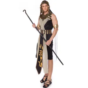 Men Egyptian Pharaoh Costume Cosplay Stage Outfit Halloween Fancy Dress Detail View.