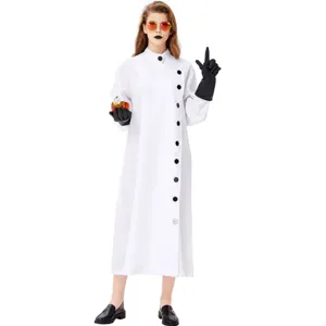 Costume de scientifique fou pour Halloween longue blouse blanche cosplay tenue de fête parfaite.