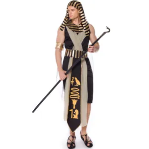 Men's Egyptian Pharaoh costume detail view, Halloween cosplay stage outfit, M-XL size.