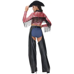 Cowgirl costume for women festival fringe top and chaps retro party cosplay outfit