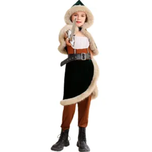 Kids Medieval Viking Huntress Costume Dark Warrior Cosplay Outfit Halloween Dress