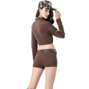 Ensemble de costume de pilote camouflage sexy pour cosplay, fête d'Halloween et spectacle.