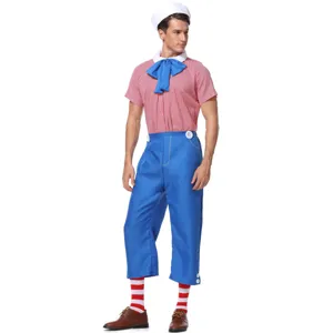 Ensemble de costume de cosplay de poupée mignonne pour hommes avec chemise à carreaux rouge