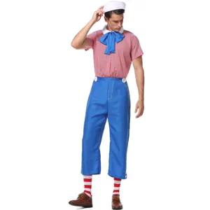 Ensemble de costume de poupée drôle pour homme avec chemise à carreaux rouge et chapeau.