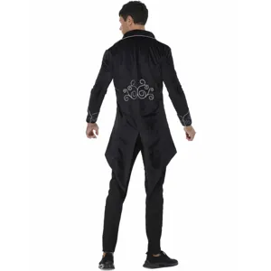 Men black velvet tailcoat costume halloween gothic vintage coat for cosplay party apparel