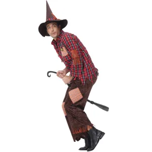 Halloween scarecrow wizard cosplay costume set for adult party dress up funny festive outfit