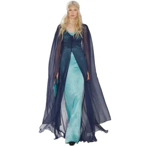 Women Greek Athena Goddess Cosplay Costume Set Mesh Vest Dress With Sheer Cloak Elegant Stage Performance Halloween Party Outfit