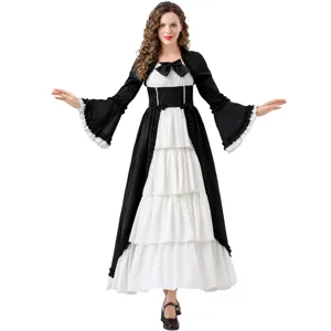 Robe de cosplay de reine de la Renaissance gothique médiévale longue à volants style