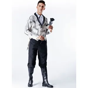 Halloween Vampir Kostüm für Herren, gruseliges Cosplay Geister Outfit mit schwarzer Rose