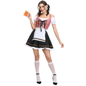 German Oktoberfest beer maid costume dress for women, traditional carnival party outfit.