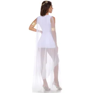 Ancient Greek Goddess Costume Women White Dress Halloween Cosplay Cleopatra Athena Outfit