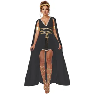 Women's Medieval Ancient Greek Goddess Costume Athena Cleopatra Dress For Halloween Cosplay Party White Black Role Play Outfit