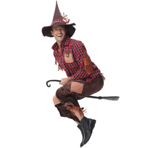 Halloween costume for men scarecrow witch cosplay outfit party dress spooky festival apparel